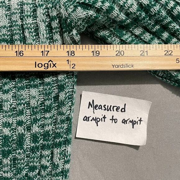 Vintage Green Space Dye Size Medium Sweater Ribbed Knit Cardigan Retro 60s 70s - Picture 7 of 8